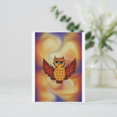 かわいいフクロウ赤 ポストカード (スタンド正面)
