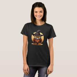 かわいいフクロウ魔女ハロウィン Tシャツ