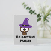 かわいいフクロウ魔女ハローウィンパーティ招待状 招待状 (スタンド正面)