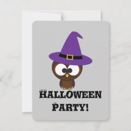 かわいいフクロウ魔女ハローウィンパーティ招待状 招待状