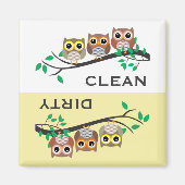 かわいいフクロウ鳥の動物自然クリーン汚れた食洗機 マグネット (正面)