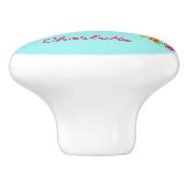 かわいいフクロウ黄色ピンクの花の名パーソナライズされた前 セラミックノブ (側面)