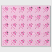 かわいいフクロウ1st誕生日ベビーガールラッピング紙 ラッピングペーパー (フラット)