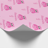 かわいいフクロウ1st誕生日ベビーガールラッピング紙 ラッピングペーパー (角)