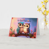 かわいいフクロウ2周年記念グリーティングカード カード (黄色い花)