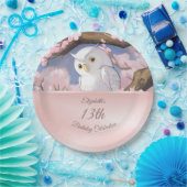 かわいいフクロウ |カスタム誕生日紙プレート ペーパープレート (パーティー)