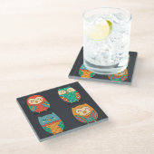 かわいいフクロウ ガラスコースター (アングル)