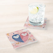 かわいいフクロウ ガラスコースター (アングル)