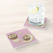 かわいいフクロウ ガラスコースター (アングル)