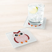 かわいいフクロウ ガラスコースター (アングル)