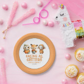 かわいいフクロウ+キツネ+ウサギの秋の森の子供の誕生日 ペーパープレート (パーティー)
