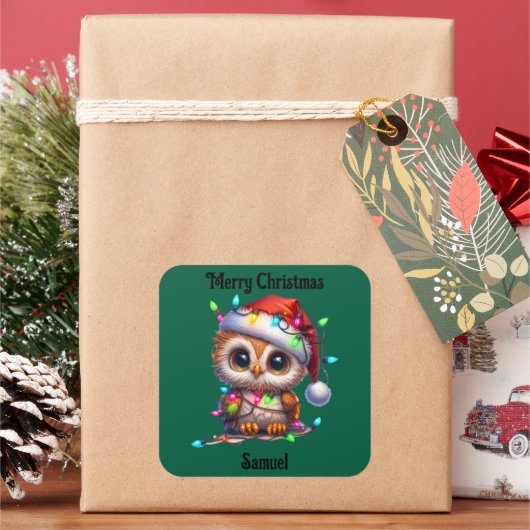 かわいいフクロウ クリスマス ホリデー ステッカー (クリスマス)