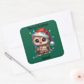 かわいいフクロウ クリスマス ホリデー ステッカー (封筒)