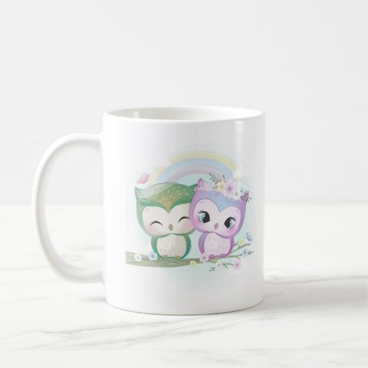 かわいいフクロウ コーヒーマグカップ (左)