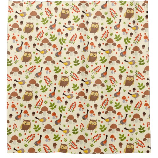 かわいいフクロウ シャワーカーテン (正面)