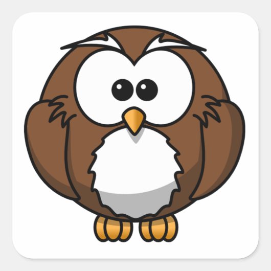 かわいいフクロウ スクエアシール (正面)