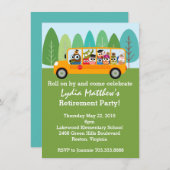 かわいいフクロウ·スクール·バス運転士退職パーティー 招待状 (正面/裏面)