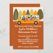 かわいいフクロウ·スクール·バス運転士退職パーティー 招待状 (正面/裏面)