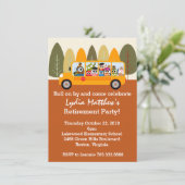 かわいいフクロウ·スクール·バス運転士退職パーティー 招待状 (スタンド正面)