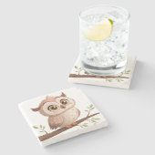 かわいいフクロウ ストーンコースター (横)