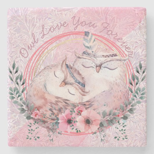 かわいいフクロウ ストーンコースター (正面)