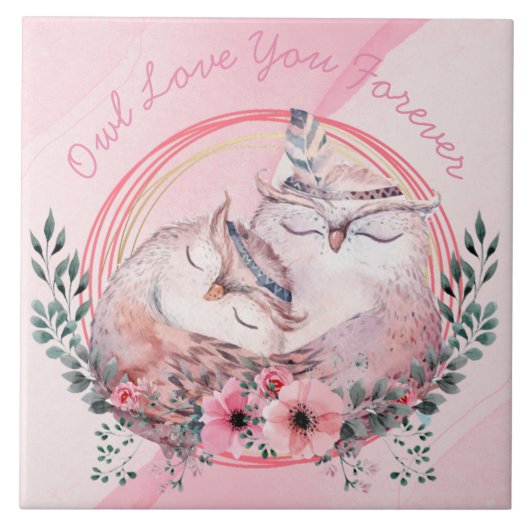 かわいいフクロウ タイル (正面)