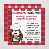 かわいいフクロウ·バーベキュー·ピクニック誕生日パーティーの招待 招待状 (正面/裏面)