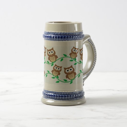 かわいいフクロウ ビールジョッキ (正面右)