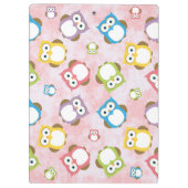 かわいいフクロウ、フクロウカラフルの柄、フクロウ、お名前 クリップボード (裏面)