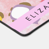 かわいいフクロウ、フクロウカラフルの柄、フクロウ、お名前 デスクマット (コーナー)