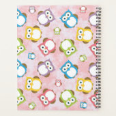 かわいいフクロウ、フクロウカラフルの柄、フクロウ、お名前 プランナー手帳 (裏面)