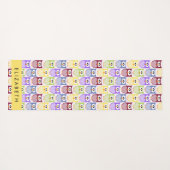 かわいいフクロウ、フクロウカラフルの柄、フクロウ、お名前 ヨガマット (裏面(横))