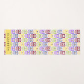 かわいいフクロウ、フクロウカラフルの柄、フクロウ、お名前 ヨガマット (正面(横))