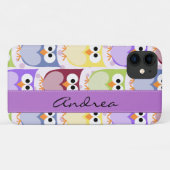かわいいフクロウ、フクロウカラフルの柄、フクロウ、お名前 Case-Mate iPhoneケース (裏面(横))