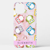 かわいいフクロウ、フクロウカラフルの柄、フクロウ、お名前 Case-Mate iPhoneケース (裏面)