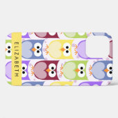 かわいいフクロウ、フクロウカラフルの柄、フクロウ、お名前 Case-Mate iPhoneケース (裏面 (横))