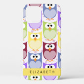 かわいいフクロウ、フクロウカラフルの柄、フクロウ、お名前 Case-Mate iPhoneケース (裏面)