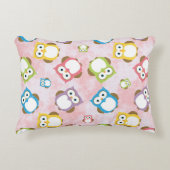 かわいいフクロウ、フクロウカラフル、フクロウ、ベビーフクロウ アクセントクッション (正面)
