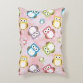 かわいいフクロウ、フクロウカラフル、フクロウ、ベビーフクロウ アクセントクッション (正面(垂直))