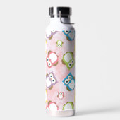 かわいいフクロウ、フクロウカラフル、フクロウ、ベビーフクロウ ウォーターボトル (左面)