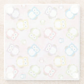 かわいいフクロウ、フクロウカラフル、フクロウ、ベビーフクロウ ガラスコースター (裏面)