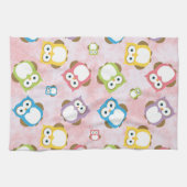かわいいフクロウ、フクロウカラフル、フクロウ、ベビーフクロウ キッチンタオル (横)