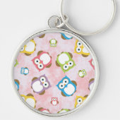 かわいいフクロウ、フクロウカラフル、フクロウ、ベビーフクロウ キーホルダー (正面)