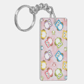 かわいいフクロウ、フクロウカラフル、フクロウ、ベビーフクロウ キーホルダー (正面左)