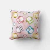 かわいいフクロウ、フクロウカラフル、フクロウ、ベビーフクロウ クッション (正面)