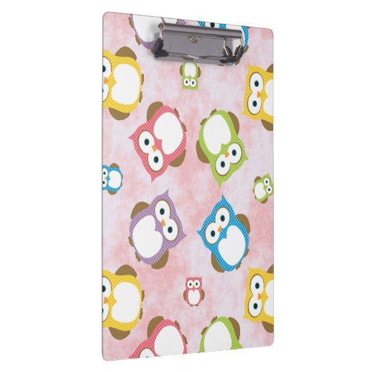 かわいいフクロウ、フクロウカラフル、フクロウ、ベビーフクロウ クリップボード (右)