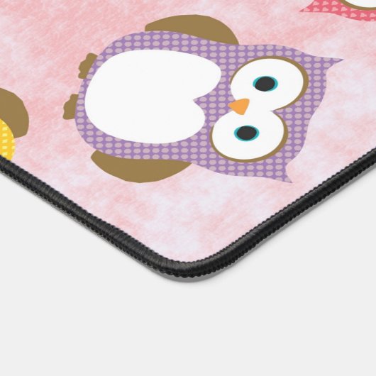 かわいいフクロウ、フクロウカラフル、フクロウ、ベビーフクロウ デスクマット (コーナー)