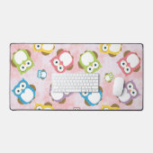 かわいいフクロウ、フクロウカラフル、フクロウ、ベビーフクロウ デスクマット (キーボード&マウス)
