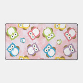 かわいいフクロウ、フクロウカラフル、フクロウ、ベビーフクロウ デスクマット (正面)