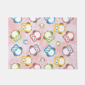 かわいいフクロウ、フクロウカラフル、フクロウ、ベビーフクロウ ドアマット (正面)